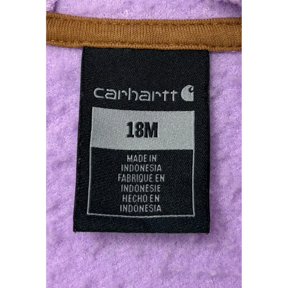 Carhartt Baby Girls Purple Sherpa Fleece Hooded Coverall Jumpsuit 18M Zip